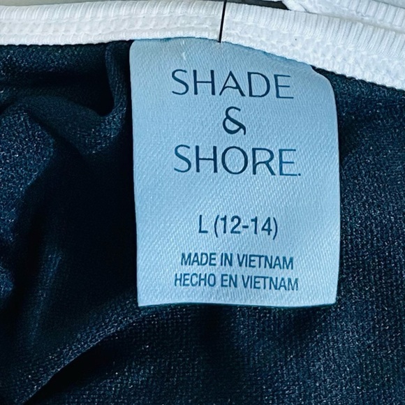 NWT Shade & Shore Bikini Top Women Size Large Black/White - Picture 3 of 5